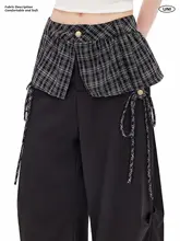 チェック柄のワイドレッグパンツ【ブラック・フィット】（セットアップ対応）