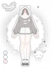 灰色の毛むくじゃらな外套と白色の毛むくじゃらなショートパンツ【ドット柄・可愛いデザイン】（セットアップ対応）