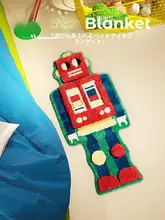 ロボットデザインの子供用寝室マット【防滑・ベッドサイド用・タフティング】