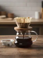 手挽きコーヒー入門 陶器とガラス製V60フィルターカップと細口コーヒーサーバー