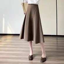ウエスト高めのフレアスカート【春用・Aライン・ミディ丈・ビジネス向け】