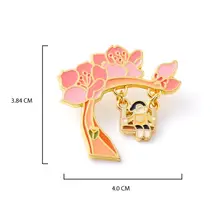 桜の下のブランコデザイン 金属バッジ【カップルギフト・ブック装飾用】