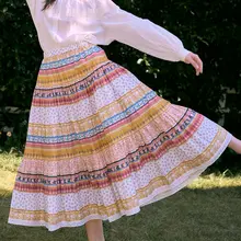 した休日スタイルのロングスカート【フラワープリント・ゆったり・快適な肌触り】