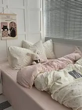 可愛らしい小花柄の水洗コットンシーツ【柔らかな全棉ベッドカバー・学生用・三点セット（セ  ットアップ対応）】