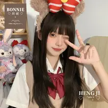 ロリータスタイルのウィッグ【リアルな黒のストレートロングヘア】