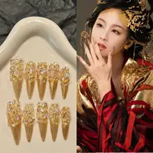 高級感あふれる長持ちネイルチップ【手作り・パーティー向け・美しい星河デザイン】