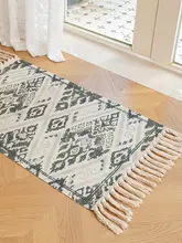北欧風 コットンリネン フロアマット【汚れに強い・玄関・ベッドサイド・バスルーム用】