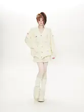 極上の柔らかさ！デザイン性の高いリボン付き花模様ニットカーディガン【春秋用・女性用】