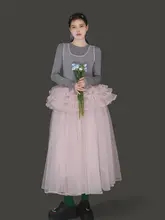 ロマンティックなふんわりチュールスカート【春夏・ウエストゴム・ロマンティックスタイル】（セットアップ対応）