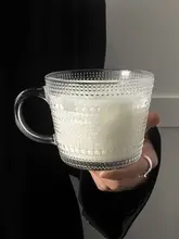 持ち手付きカフェカップ【高級感のあるデザイン・ガラス製・朝食用】