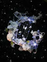 六芒星デザインのロリータスタイル 花嫁用手作り古風衣装ハープ型フォトプロップス