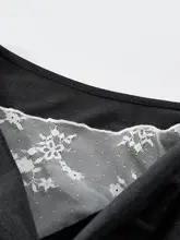 レース切り替えラウンドネック長袖Tシャツとハイウエストスカート【春用・韓国風】（セットアップ対応）