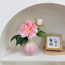 ピンクボタンの造花 陶製オニオン花瓶【リビング・エレガント装飾】