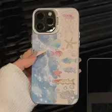 海洋水彩の小魚デザインスマートフォンケース【iPhone・Android対応】