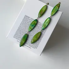 孔雀緑ヴィンテージ風フランス式バロックパールイヤリング【ノンホールピアス・シェル装飾】