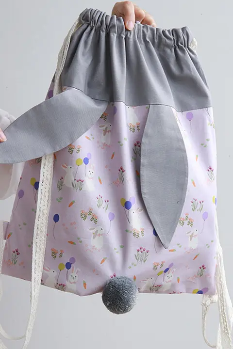 柔らかく通気性のある環境に優しい生地【バルーンラビットデザイン】【服や子供服に最適】