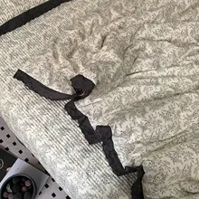 ベッドカバー 3点セット 綿100% キルティング フリルレース 中綿入り 小花柄 フレンチ風 韓流 ダブル 洗える
