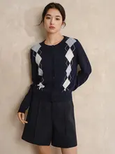 学院風ニットカーディガン【薄手・女性用・流行のデザイン】