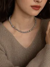 グレー真珠ネックレス【925銀・バロック・クレイニット・デコルテ用】