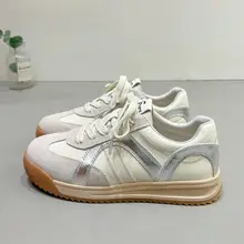 厚底のレディース本革スニーカー【通気性・カジュアル・プレーンデザイン】