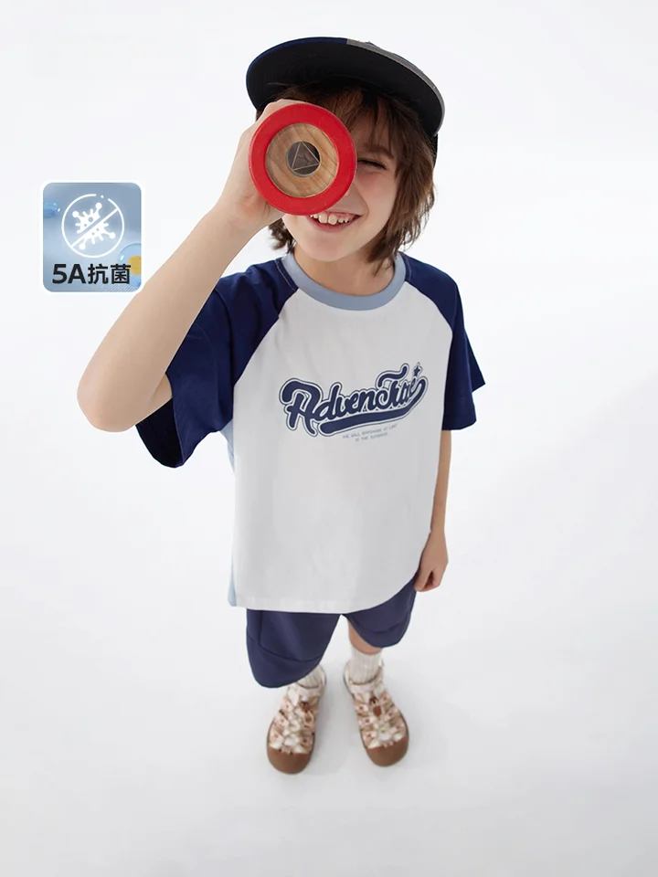 半袖Tシャツ キッズ ボーイズ 綿100% 抗菌 バイカラー ラグラン 夏