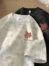 アメリカンスタイルのタイダイ染め 半袖Tシャツ【ラウンドネック・ゆったりシルエット・トレンドデザイン】