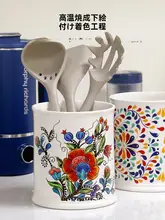 OMK 陶器製 カラフル収納ポット【キッチン用・スプーン・ヘラ収納】