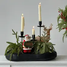 クリスマスオーナメント 置物 ミニクリスマスツリー トナカイ サンタ トレイ 家庭用 インテリア
