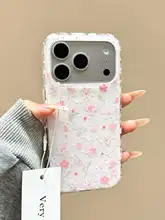 春先にぴったりの白地ストライプ＆フラワーデザイン iPhone用ケース【全面保護・女性向け】