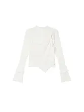デザイン性に優れた レディース 長袖Tシャツ【スリムフィット・春用・素材感のある二重構造】