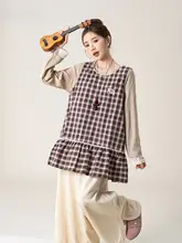 レトロなデザインのフリル付きピンクチェックノースリーブワンピース【春季用】