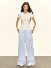 アメリカンレトロデザインの女性用カジュアルパンツ【夏用】