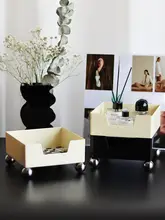 北欧風 チェッカーパターンの重ねられるデスク収納ボックス【化粧品・小物・鍵トレイ】