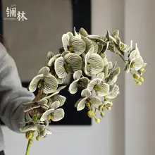手触りの良いストライプデザインのデンファレ造花【リビング・ダイニングテーブル用・インテリア装飾】