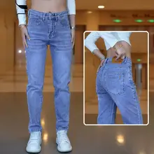 スリムフィットデニムパンツ【メンズ・九分丈・韓国風・ライトブルー】（セットアップ対応）