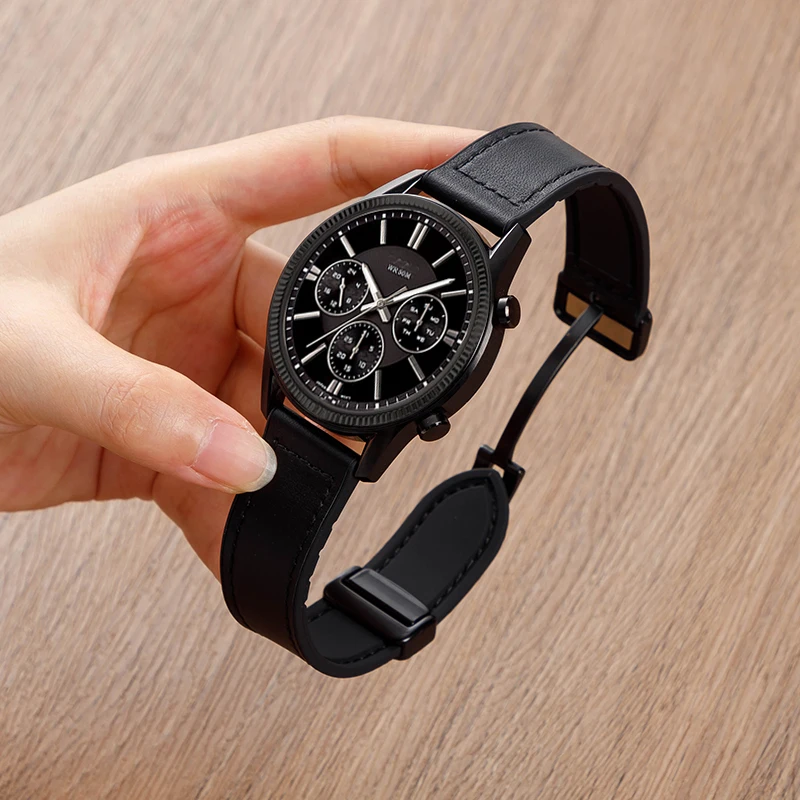 Samsung Galaxy Watch6/5/4対応 本革製 男女兼用 スマートスポーツバンド【秋冬用・サムスン Gear S3/S6 Classic対応・マグネット式】