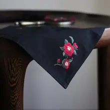 山茶花刺繍DIY手作りキット【純綿ハンカチ・携帯ミラー・巾着袋・国風デザイン・新年ギフト】（セットアップ対応）