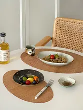 おしゃれな天然バンブー製楕円形ランチマット【家庭用・食卓用・茶器マット】