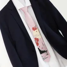 落樱粉色山水画デザインのJKDKネクタイ【文芸風・プレゼントに最適】
