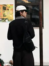 餃子バッグ ユニセックス 牛角 ダーク系 原宿 ルーズ インスタ映え 通勤 ショルダーバッグ 「YUEN」