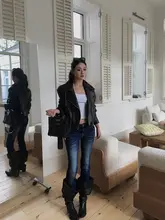 金属ボタン付きデニムフレアパンツ 【ロースリーブ・レトロ・ストレッチ・スリムフィット・ドラッグレングス】（セットアップ対応）