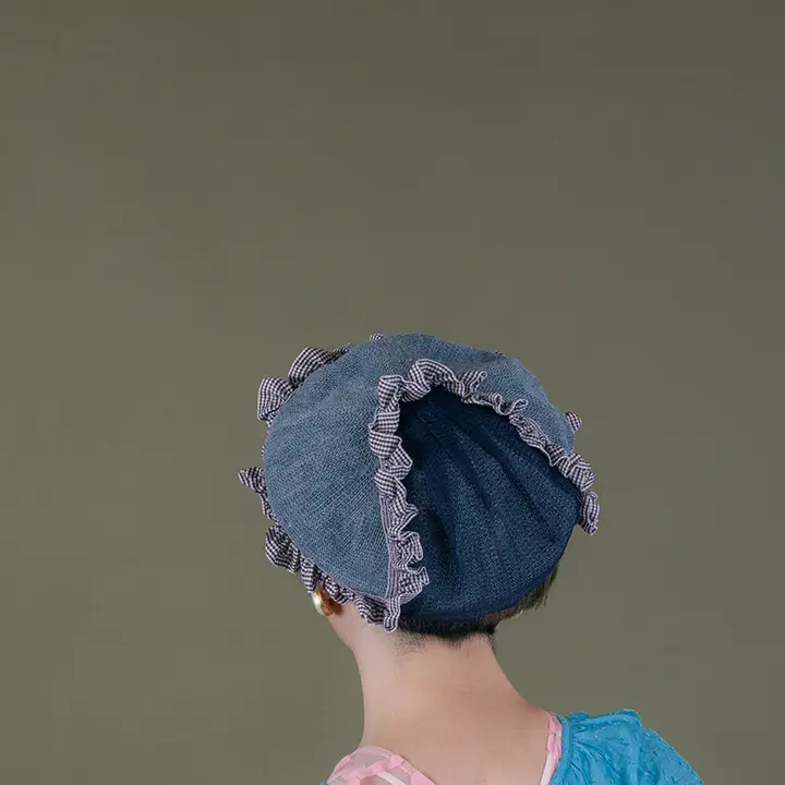 ベレー帽 日本製 ハンドメイド 麻素材 仕立て 刺繍