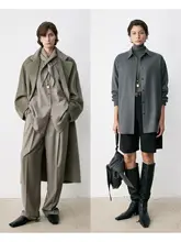 小さなスカーフデザインのイタリア製ウールシャツとフランネルパンツ【水洗い可能・極上の柔らかさ】