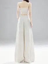 デザイン性の高いアイボリー色タイダイ柄ワイドレッグカジュアルパンツ【ハイウエスト・サテン仕立て】