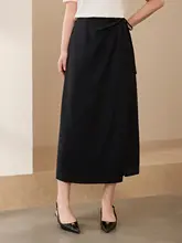 個性的なデザインのバインディング付きフレキシブルなミディスカート【大きいサイズ・夏用・シンプル】（セットアップ対応）