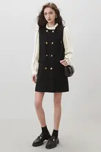 ブラックロングスリーブドレス【木耳レース・シンプルデザイン・小柄向け】