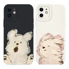電話ケース 小さな犬 油絵 創造的 カップル向け iPhone 15 Pro Max アップル 13 ファーウェイ Mate 60 シャオミ 14 Pro 新型 12 OPPO グ荣耀 90 一加 11