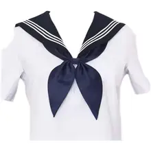 女子用セーラー服アクセサリー【紺色の三角スカーフ・金魚結び・衿付きブローチ】
