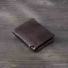 レトロな牛革製 メンズ短財布【高級感・竿型ファスナー】