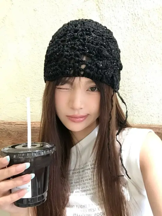 ニットキャップ レディース おしゃれ 薄手 透かし編み クロシェ 小顔効果 着回し 夏「double in in」